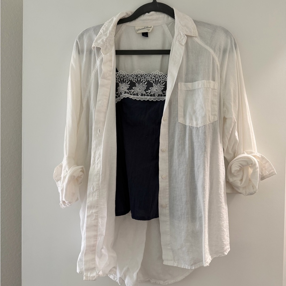 Universal thread linen rayon blend summer shirt S